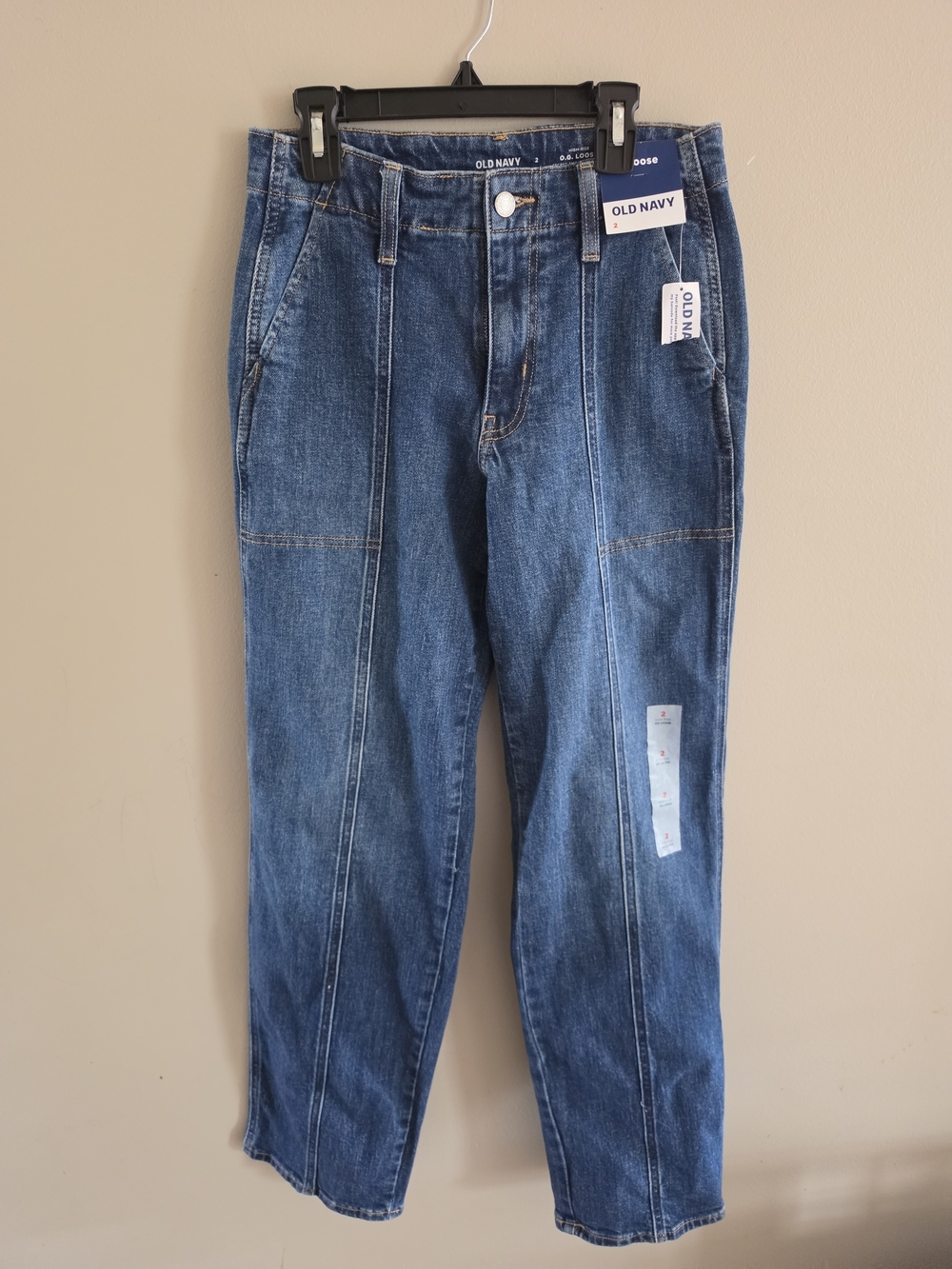 NWT Old Navy O.G. Loose Jeans Size 2 High Rise Carpenter Denim Straight Leg